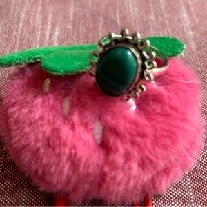 Silver Green Stone Ring